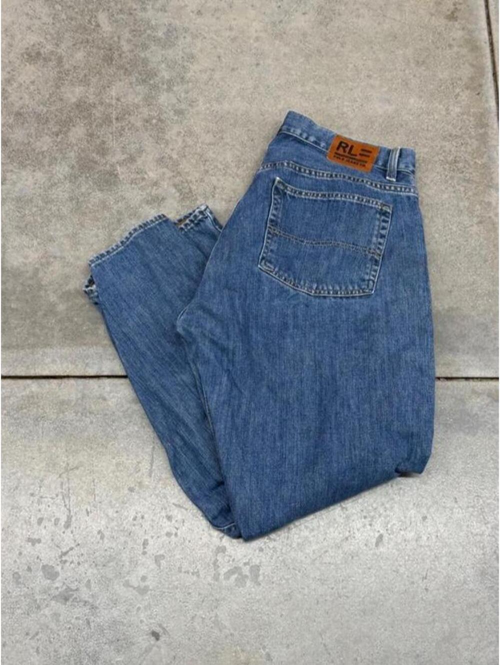 vintage polo ralph lauren jeans blue relaxed baggy fit jeans size 36 x 30